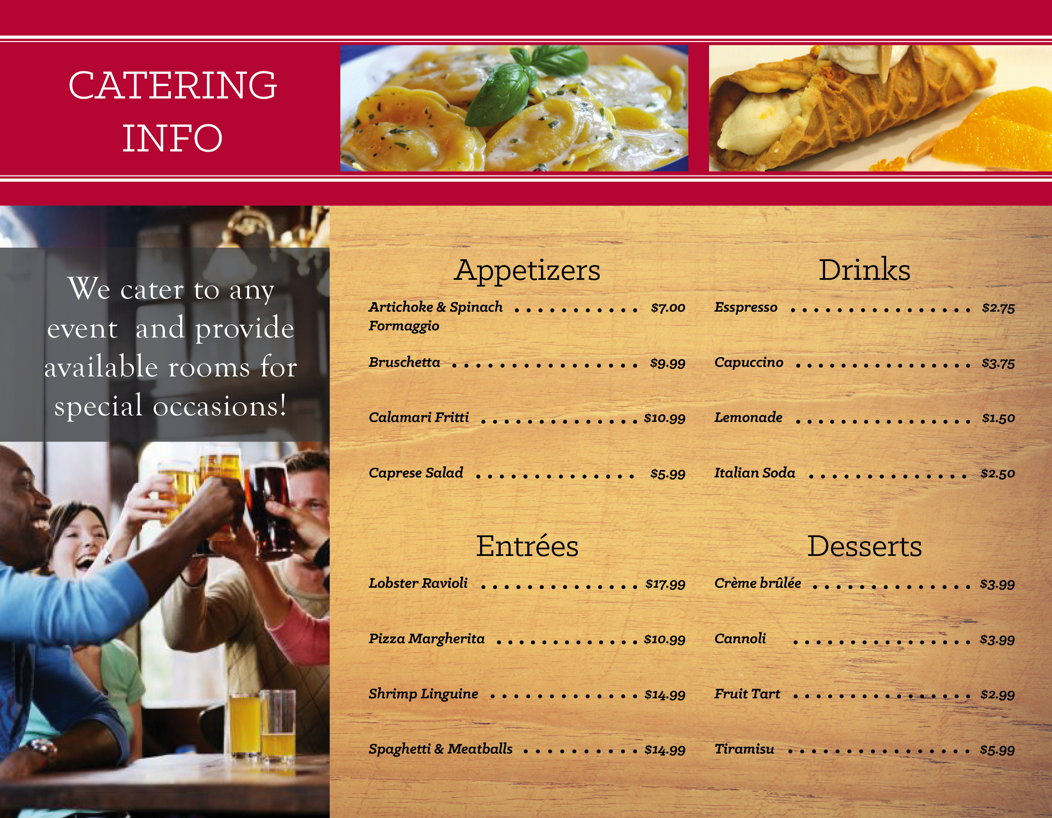 Pasta Amore Brochure Side B